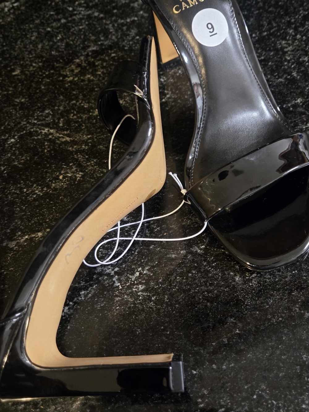 Vince Camuto Black Patent Ankle Strap Heels - Picture 6 of 6